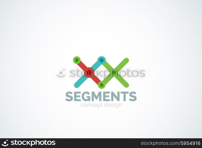 Outline minimal abstract geometric logo, linear business icon made of line segments, elements. Vector illustration