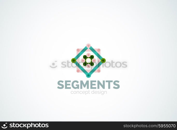 Outline minimal abstract geometric logo, linear business icon made of line segments, elements. Vector illustration