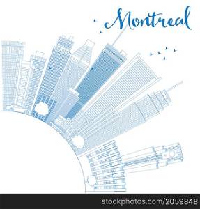 Outline Montreal skyline with blue buildings and copy space. Vector illustration. Business travel and tourism concept with place for text. Image for presentation, banner, placard and web site.