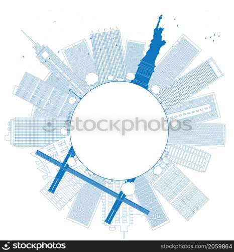 Outline New York city skyline Vector illustration