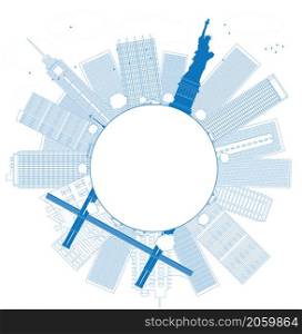Outline New York city skyline Vector illustration