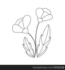 outline of a flower isolated on a white background. Vector illustration for coloring books, scrapbooking. Flat design.