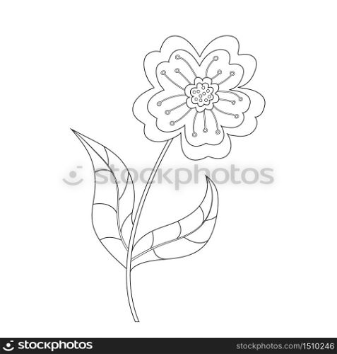 outline of a flower isolated on a white background. Vector illustration for coloring books, scrapbooking. Flat design.
