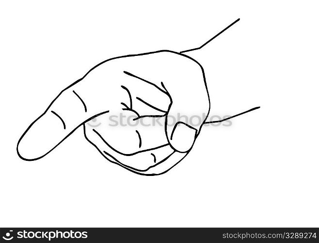 outline of the hand on white background