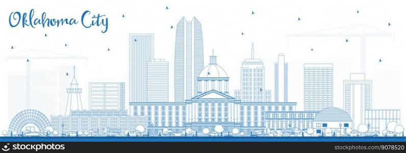 Outline Oklahoma City Skyline with Blue Buildings. Vector Illustration. Business Travel and Tourism Concept with Modern Architecture. Oklahoma City Cityscape with Landmarks.