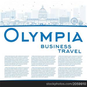 Outline Olympia (Washington) Skyline with Blue Buildings and copy space. Business travel concept. Vector Illustration