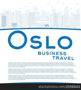 Outline Oslo Skyline with Blue Buildings and copy space. Business travel concept. Vector Illustration