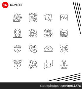 Outline Pack of 16 Universal Symbols of diet, license, pants, bonus, strategy Editable Vector Design Elements
