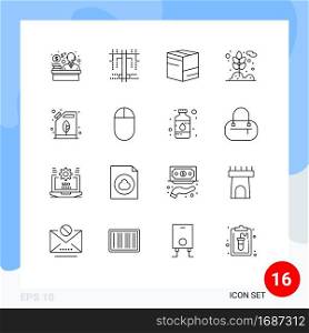 Outline Pack of 16 Universal Symbols of oil, electric, delivery, can, plant Editable Vector Design Elements