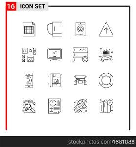 Outline Pack of 16 Universal Symbols of page, develop, mobile, design, growth Editable Vector Design Elements