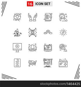 Outline Pack of 16 Universal Symbols of space, app, tasks, publish, search Editable Vector Design Elements