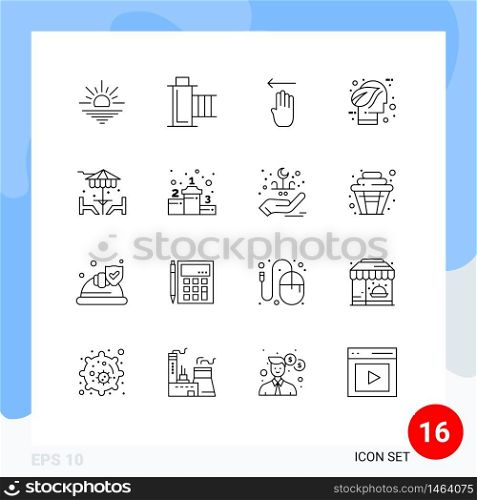 Outline Pack of 16 Universal Symbols of think, environment, reel, ecology, left Editable Vector Design Elements