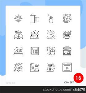 Outline Pack of 16 Universal Symbols of think, environment, reel, ecology, left Editable Vector Design Elements