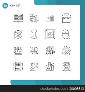 Outline Pack of 16 Universal Symbols of toolbox, equipment, chart, box, market Editable Vector Design Elements
