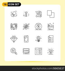 Outline Pack of 16 Universal Symbols of web, design, chat, swap, copy Editable Vector Design Elements