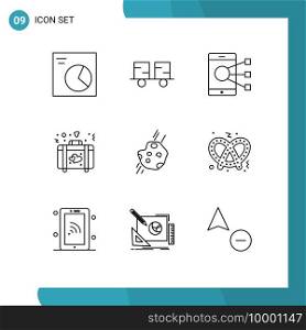 Outline Pack of 9 Universal Symbols of asteroid, love, connect, heart, share Editable Vector Design Elements