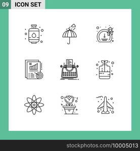 Outline Pack of 9 Universal Symbols of blog, design, meter, report, analytics Editable Vector Design Elements