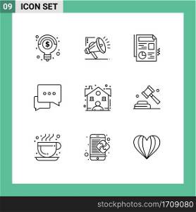 Outline Pack of 9 Universal Symbols of dealer, estate, file, broker, messages Editable Vector Design Elements