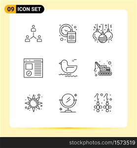 Outline Pack of 9 Universal Symbols of development, coding, management, browser, christmas Editable Vector Design Elements