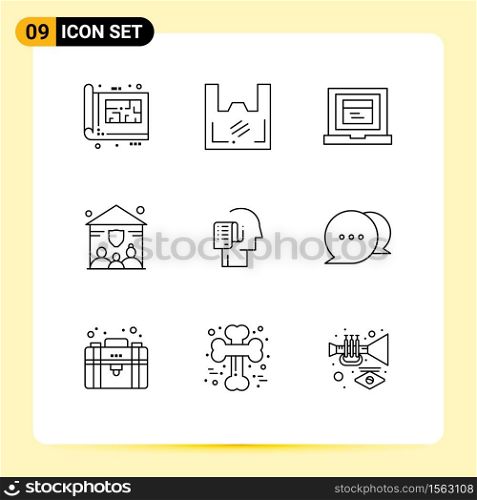 Outline Pack of 9 Universal Symbols of list, people, shopper, insurance, website Editable Vector Design Elements