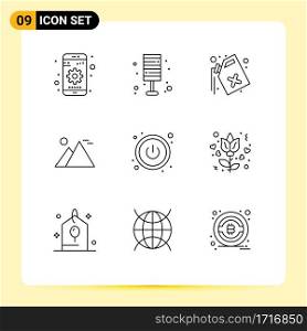 Outline Pack of 9 Universal Symbols of sun, landmark, home, giza, waste Editable Vector Design Elements