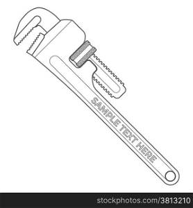 outline pipe wrench. vector outline dark grey pipe adjustable metal wrench icon