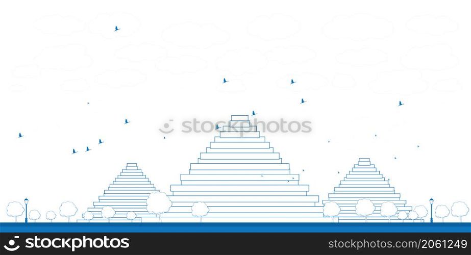 Outline Pyramids in Giza Vector illustration in flat style