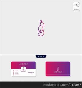 outline rabbit, bunny creative logo template for corporate vector illustration, business card design template include