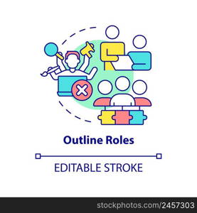 Outline roles concept icon. Responsibilities. Effective stakeholder management abstract idea thin line illustration. Isolated outline drawing. Editable stroke. Arial, Myriad Pro-Bold fonts used. Outline roles concept icon