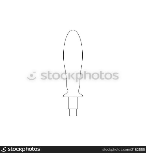 Outline screwdriver on a white background isolated. Vector contour illustration. Tools for repairing home appliances. Design element for a logo, banner, booklet, or business card.