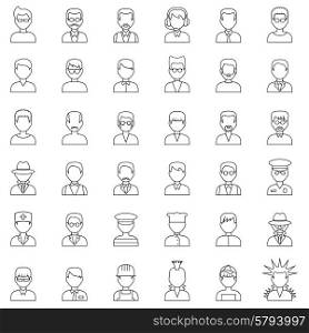 Outline set people icons. vector
