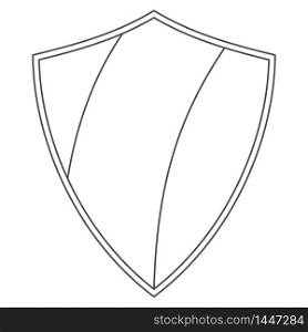 Outline shield front icon. Vector illustration on a white background. Safety and security