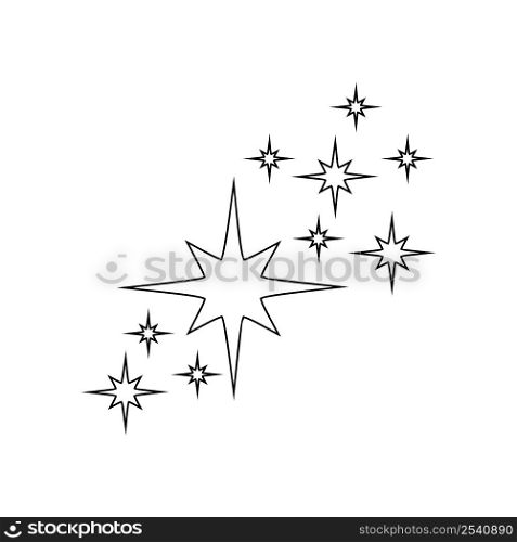 Outline starry sparkles and twinkles icons isolated on white background. Brightening flash, sparkling fireworks, shiny glow signs Star light particles. Vector linear illustration.. Outline starry sparkles and twinkles icons isolated on white background. Brightening flash, sparkling fireworks, shiny glow signs Star light particles. Vector linear illustration