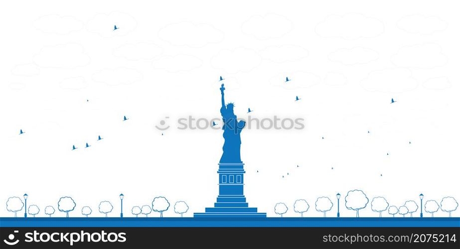 Outline Statue of Liberty New York. Vector Illustration