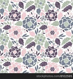 Outline style flower with leaves solid Royalty Free Vector