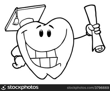 Outline Successful Graduate Tooth Holding A Diploma