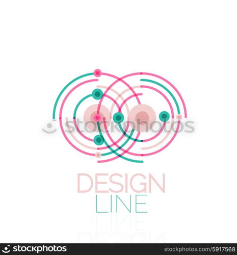 Outline swirl and circle minimal abstract geometric logo, linear business icon made of line segments, elements. Vector illustration of loop, inifnity concepts