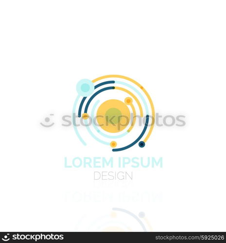 Outline swirl and circle minimal abstract geometric logo, linear business icon made of line segments, elements. Vector illustration of loop, inifnity concepts