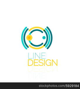 Outline swirl and circle minimal abstract geometric logo, linear business icon made of line segments, elements. Vector illustration of loop, inifnity concepts