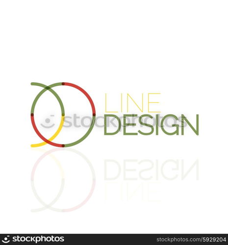 Outline swirl and circle minimal abstract geometric logo, linear business icon made of line segments, elements. Vector illustration of loop, inifnity concepts