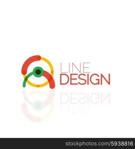 Outline swirl and circle minimal abstract geometric logo, linear business icon made of line segments, elements. Vector illustration of loop, inifnity concepts