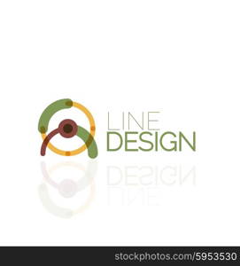 Outline swirl and circle minimal abstract geometric logo, linear business icon made of line segments, elements. Vector illustration of loop, inifnity concepts