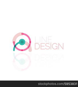 Outline swirl and circle minimal abstract geometric logo, linear business icon made of line segments, elements. Vector illustration of loop, inifnity concepts