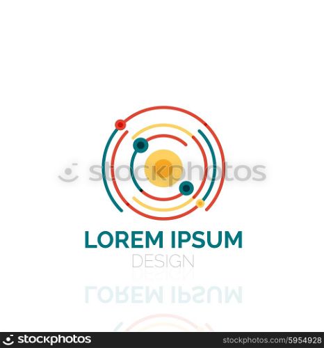 Outline swirl and circle minimal abstract geometric logo, linear business icon made of line segments, elements. Vector illustration of loop, inifnity concepts