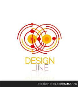 Outline swirl and circle minimal abstract geometric logo, linear business icon made of line segments, elements. Vector illustration of loop, inifnity concepts