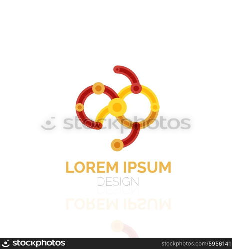 Outline swirl and circle minimal abstract geometric logo, linear business icon made of line segments, elements. Vector illustration of loop, inifnity concepts