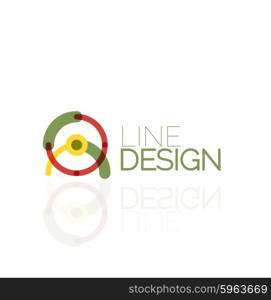 Outline swirl and circle minimal abstract geometric logo, linear business icon made of line segments, elements. Vector illustration of loop, inifnity concepts