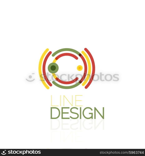 Outline swirl and circle minimal abstract geometric logo, linear business icon made of line segments, elements. Vector illustration of loop, inifnity concepts