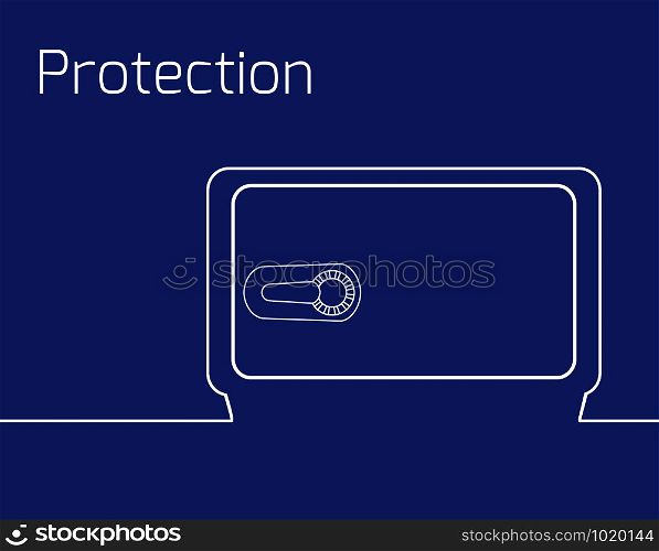 Outline the safe with lock. Concept of protection of money and data. Security.