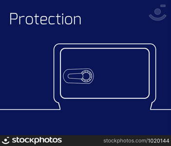 Outline the safe with lock. Concept of protection of money and data. Security.